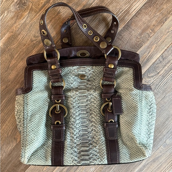 Vintage Coach Rare Sage Chelsea Python Shoulder Bag One Of A Kind|Vintage Coach - Picture 10 of 16